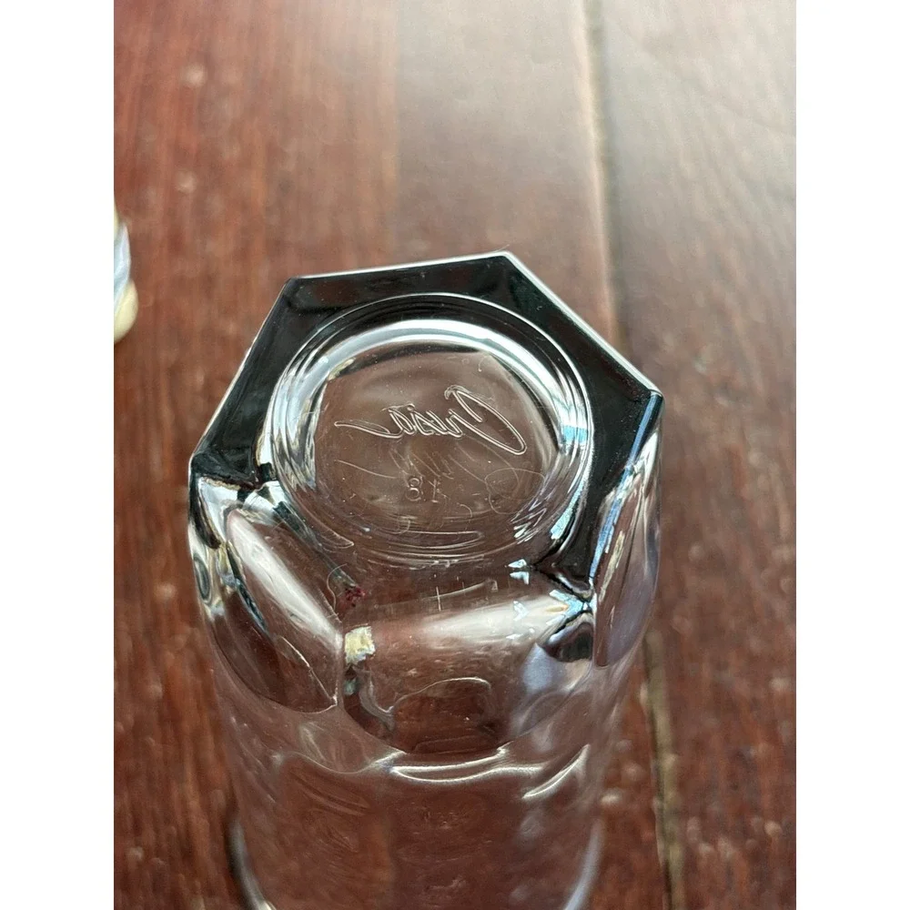 Crisa Optic Glass Thumbprint Highball Tumbler Clear Hexagonal Base 5.5